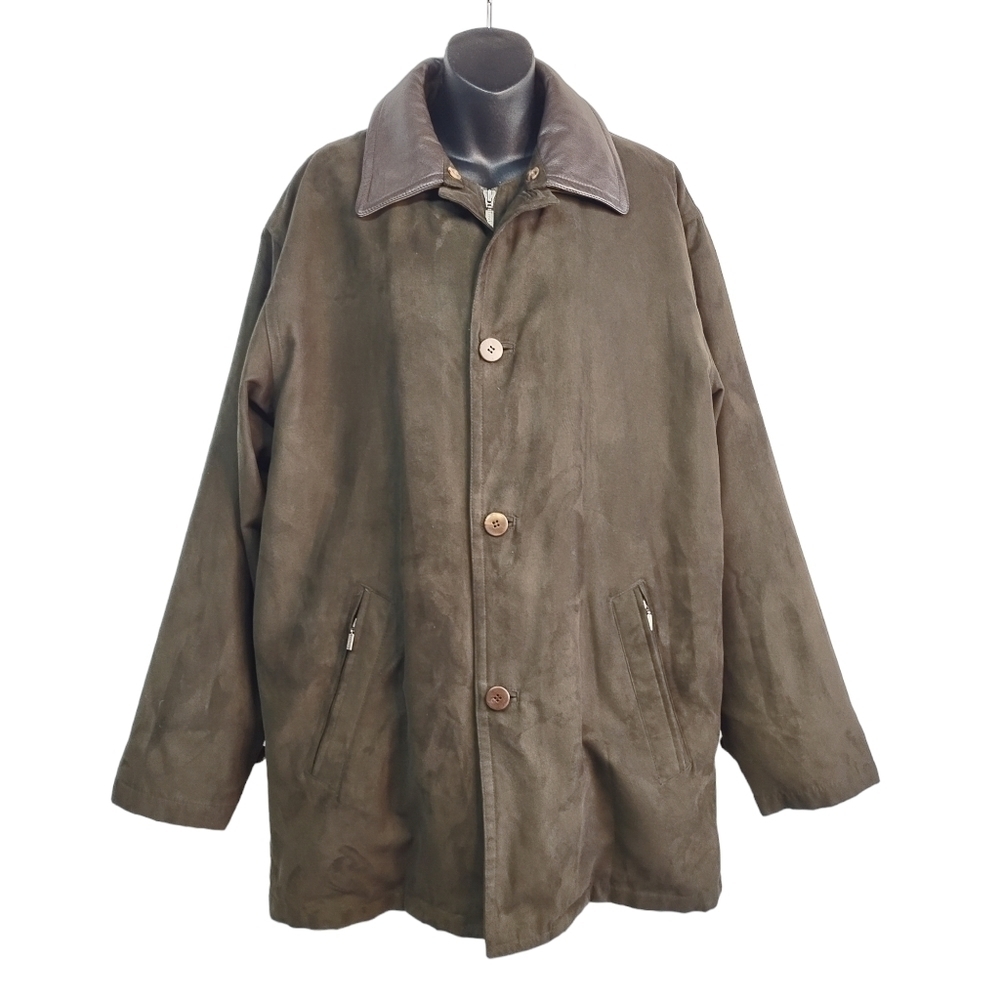 Turnbury Microsuede Anorak Men's Removable Liner Leather Collar Jacket Coat Sz M